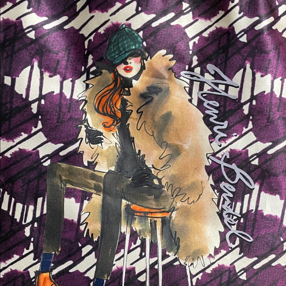 Henri Bendel Purple Illustrated Canvas Tote with Fashion Print - Picture 2 of 13